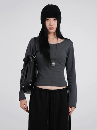 Heo Modal U-neck Semi-Slim Long Sleeve Tee