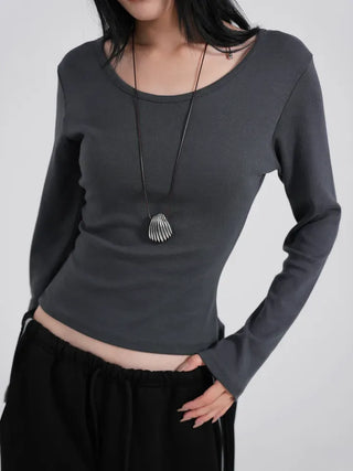 Heo Modal U-neck Semi-Slim Long Sleeve Tee