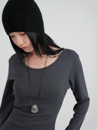 Heo Modal U-neck Semi-Slim Long Sleeve Tee
