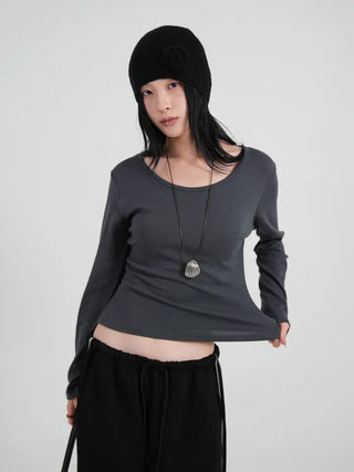Heo Modal U-neck Semi-Slim Long Sleeve Tee