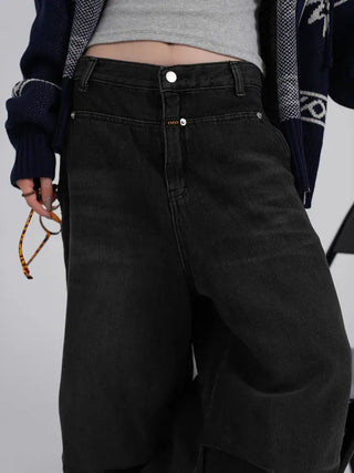 Moco Folded Double Section Wide Jeans