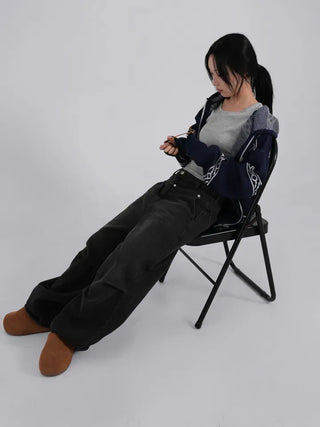 Moco Folded Double Section Wide Jeans
