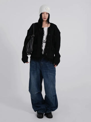 Moco Folded Double Section Wide Jeans