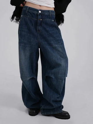 Moco Folded Double Section Wide Jeans