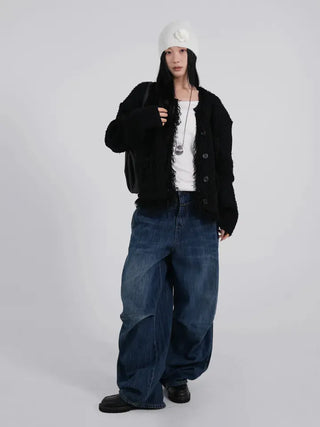 Moco Folded Double Section Wide Jeans