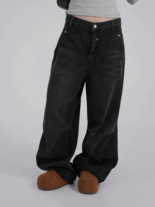 Moco Folded Double Section Wide Jeans
