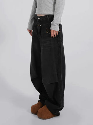 Moco Folded Double Section Wide Jeans