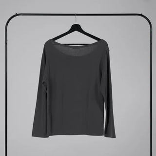 Polyester One-Shoulder Cream Loose Tee