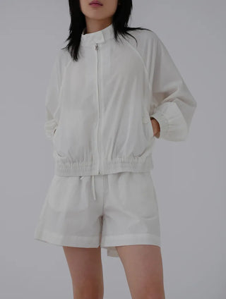Surfy crinkly button-neck windbreaker jersey training anorak