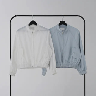 Surfy crinkly button-neck windbreaker jersey training anorak