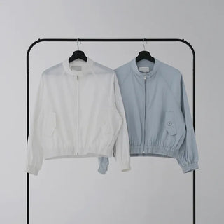 Surfy crinkly button-neck windbreaker jersey training anorak