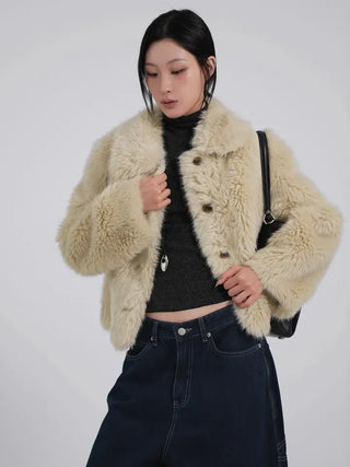 Saru Winter Big Collar Short Fur Jacket