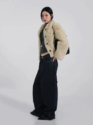 Saru Winter Big Collar Short Fur Jacket