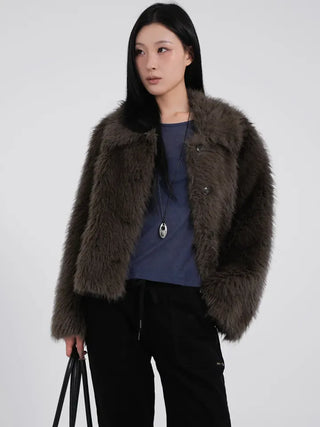 Saru Winter Big Collar Short Fur Jacket
