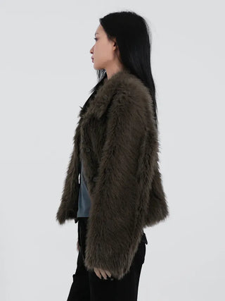 Saru Winter Big Collar Short Fur Jacket
