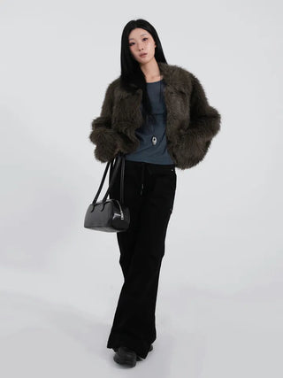 Saru Winter Big Collar Short Fur Jacket