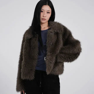 Saru Winter Big Collar Short Fur Jacket