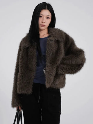 Saru Winter Big Collar Short Fur Jacket