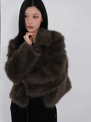 Saru Winter Big Collar Short Fur Jacket