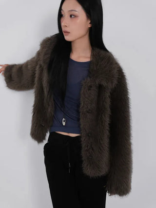 Saru Winter Big Collar Short Fur Jacket