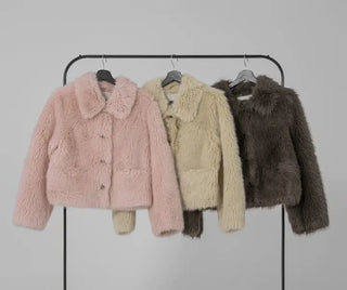 Saru Winter Big Collar Short Fur Jacket