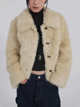 Saru Winter Big Collar Short Fur Jacket