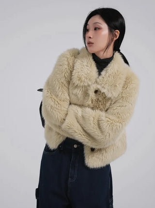 Saru Winter Big Collar Short Fur Jacket