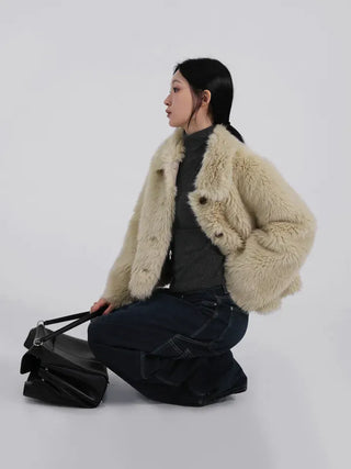 Saru Winter Big Collar Short Fur Jacket