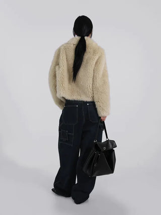Saru Winter Big Collar Short Fur Jacket