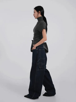 Thibault Deep Blue Stitch Carpenter Denim Pants