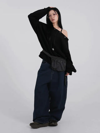 Thibault Deep Blue Stitch Carpenter Denim Pants