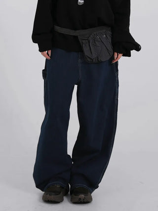 Thibault Deep Blue Stitch Carpenter Denim Pants