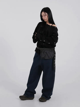 Thibault Deep Blue Stitch Carpenter Denim Pants