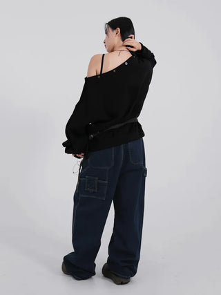 Thibault Deep Blue Stitch Carpenter Denim Pants