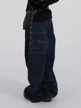 Thibault Deep Blue Stitch Carpenter Denim Pants