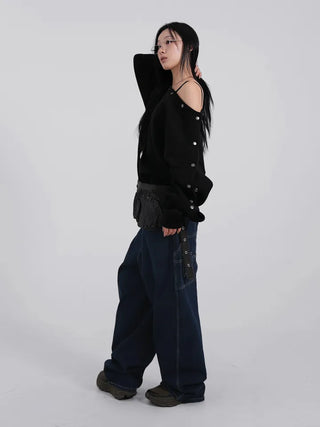 Thibault Deep Blue Stitch Carpenter Denim Pants