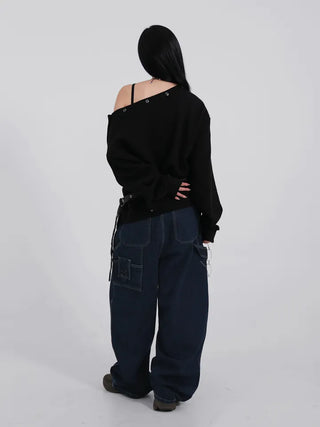 Thibault Deep Blue Stitch Carpenter Denim Pants