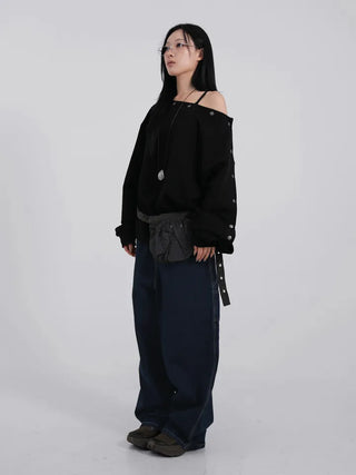 Thibault Deep Blue Stitch Carpenter Denim Pants