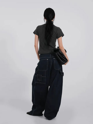 Thibault Deep Blue Stitch Carpenter Denim Pants