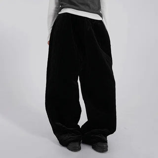 Luto Velvet Quilted Loose Fit Elastic Pants