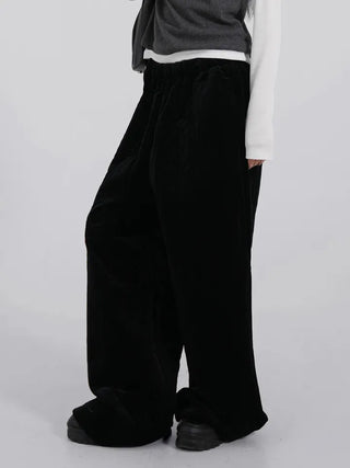 Luto Velvet Quilted Loose Fit Elastic Pants