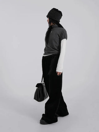 Luto Velvet Quilted Loose Fit Elastic Pants