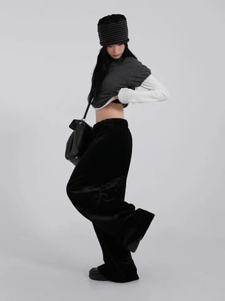 Luto Velvet Quilted Loose Fit Elastic Pants