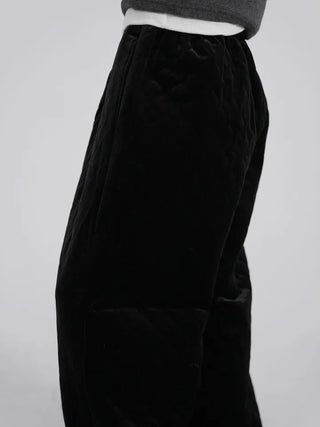 Luto Velvet Quilted Loose Fit Elastic Pants