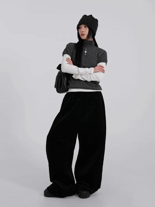 Luto Velvet Quilted Loose Fit Elastic Pants