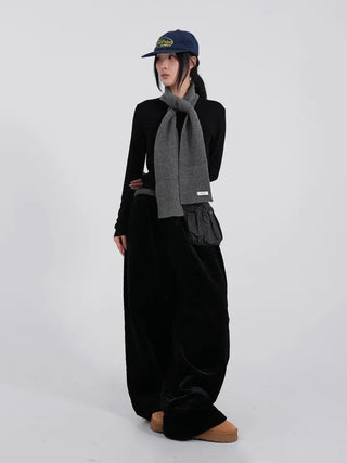 Luto Velvet Quilted Loose Fit Elastic Pants