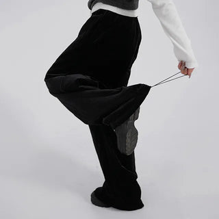 Luto Velvet Quilted Loose Fit Elastic Pants