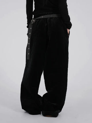 Luto Velvet Quilted Loose Fit Elastic Pants