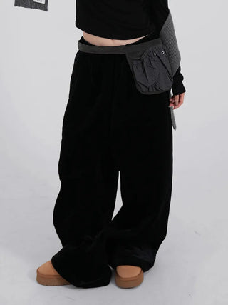 Luto Velvet Quilted Loose Fit Elastic Pants