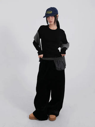 Luto Velvet Quilted Loose Fit Elastic Pants